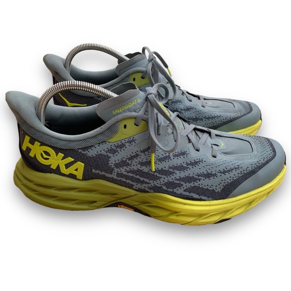Hoka One One Other - Hoka One One Speedgoat 5 Mens Size 12 D Trail Running Shoes Stone Blue Citron